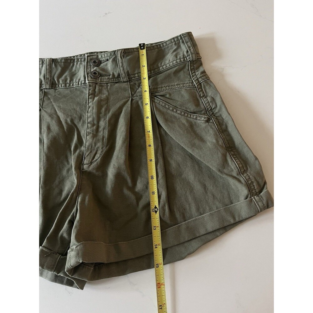 Pilcro Anthropologie High Waisted Pleated Utility Shorts Olive Green Size 29 - Picture 9 of 9